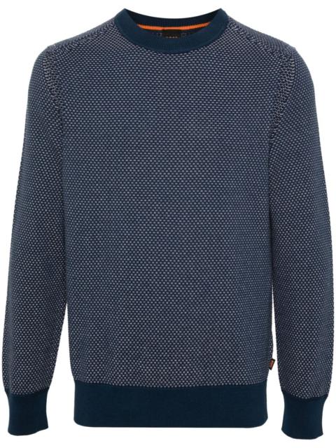 BOSS textured-finish long-sleeve jumper