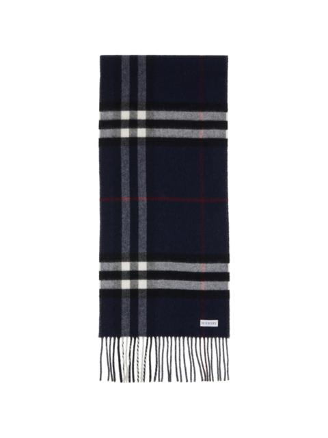 Burberry Navy & Gray Check Cashmere Scarf