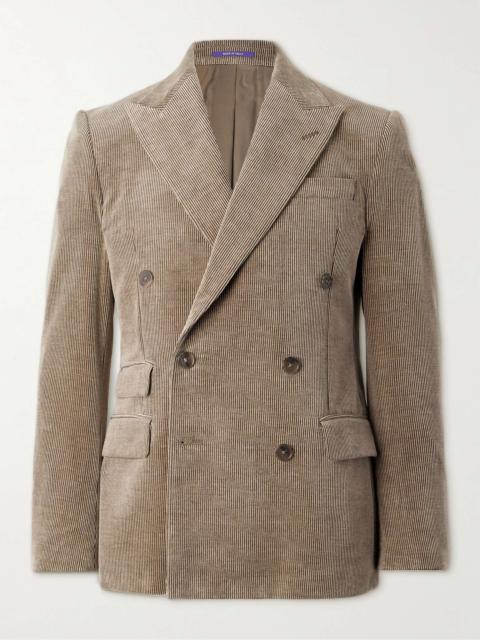 Ralph Lauren Kent Slim-Fit Double-Breasted Cotton and Cashmere-Blend Corduroy Suit Jacket