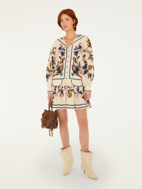 FARM RIO Golden Nature Lapel Buttoned Mini Dress