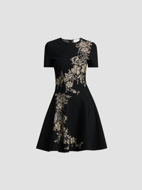 Alexander McQueen Women's Volume Asymmetric Jacquard Mini Dress - Black Silver Gold