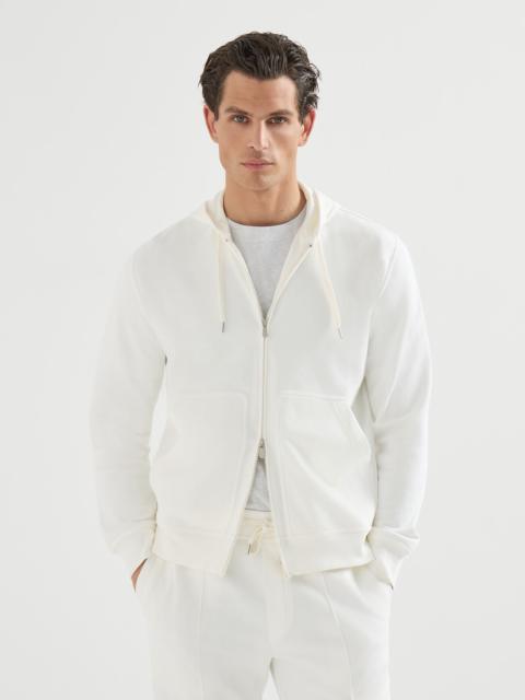 Brunello Cucinelli Techno cotton French terry hooded sweatshirt with zipper
