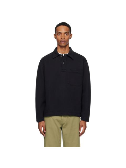 NORSE PROJECTS Black Fraser Relaxed Organic Loopback LS Polo