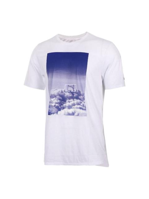 Nike Men's Nike Dri-Fit Landscape Pattern Printing Round Neck Short Sleeve White T-Shirt 844505-101