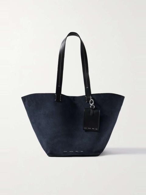 Bedford large leather-trimmed suede tote