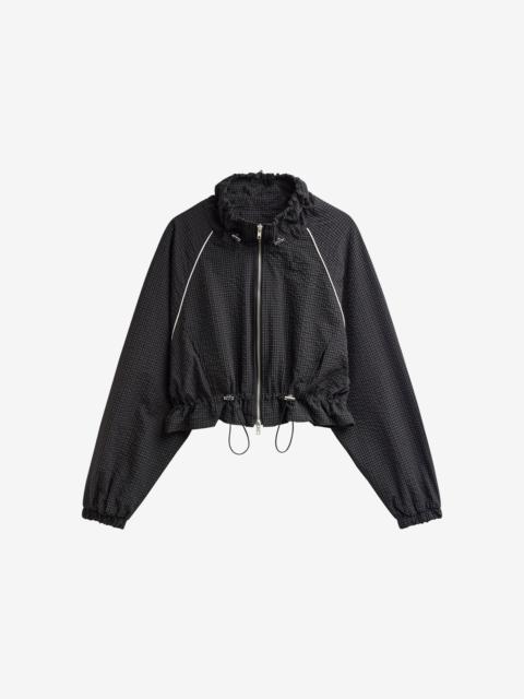 The Frankie Shop Arizona Seersucker Drawstring Track Jacket - Checked Black