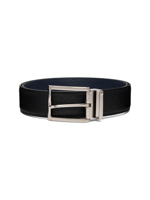 FERRAGAMO Black Reversible & Adjustable Rectangular Buckle Belt