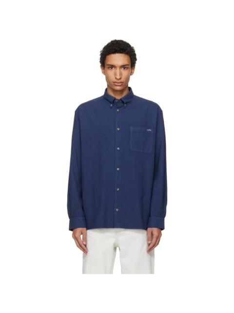 A.P.C. Navy Mateo Logo Shirt