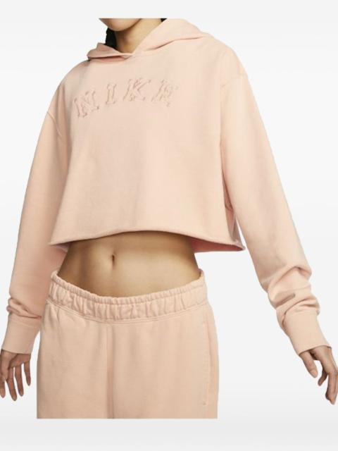 Nike washed-effect cropped hoodie