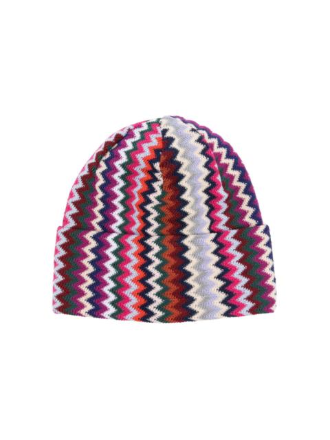 Missoni zigzag-embroidery wool-blend beanie