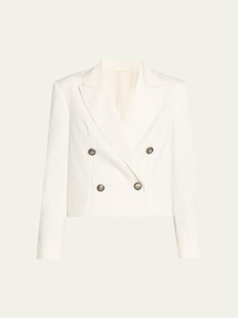 Cotton Paper Twill Double-Breasted Jacket