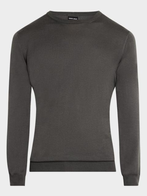 GIORGIO ARMANI Men's Silk-Cotton Crew Sweater