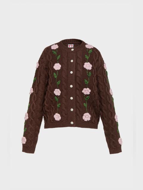 SHRIMPS Minnie Cardigan - Chocolate Brown/Pale Pink
