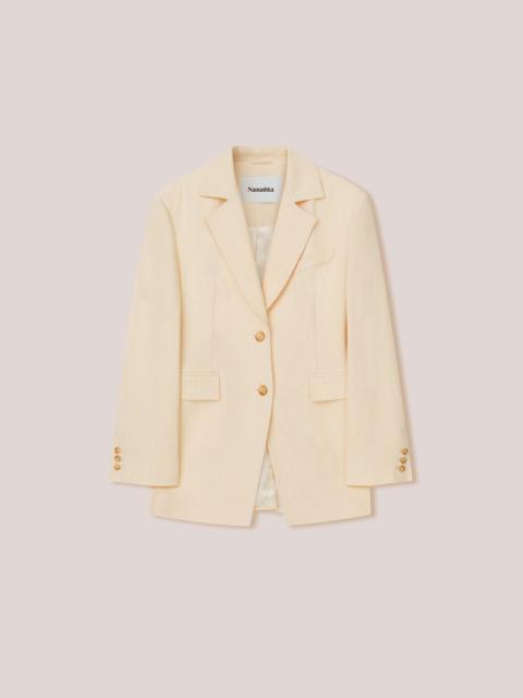 MANOUK - Silk-viscose-tweed relaxed fit jacket - Creme