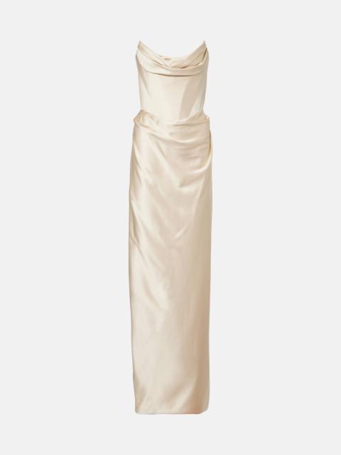 Vivienne Westwood Galaxy draped crêpe satin bustier gown