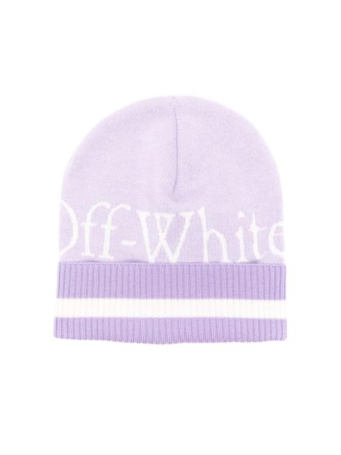 Off-White logo-knit wool beanie