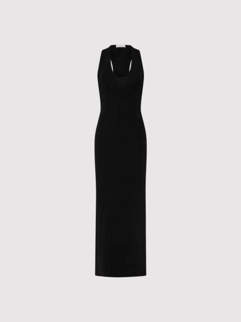 Plunge Neck Knit Dress - Black