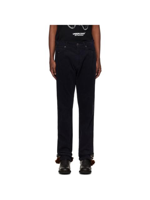 UNDERCOVER Navy Contrast Hem Trousers