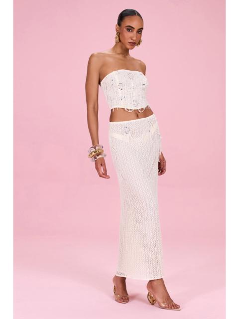 PatBO PEARL MESH EMBROIDERED MAXI SKIRT