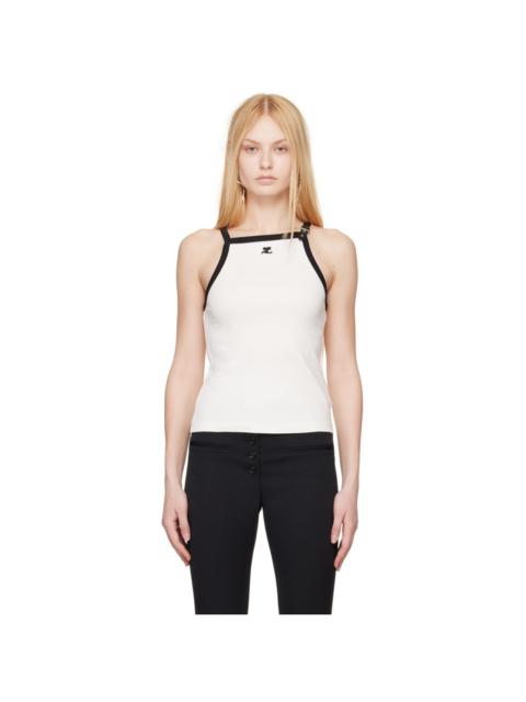 White & Black Buckle Tank Top