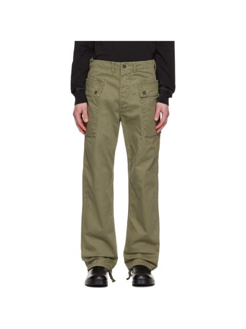 RRL by Ralph Lauren Green Herringbone Field Cargo Pants