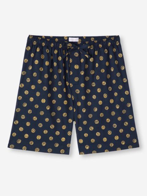 Derek Rose Men's Lounge Shorts Ledbury 78 Cotton Batiste Navy