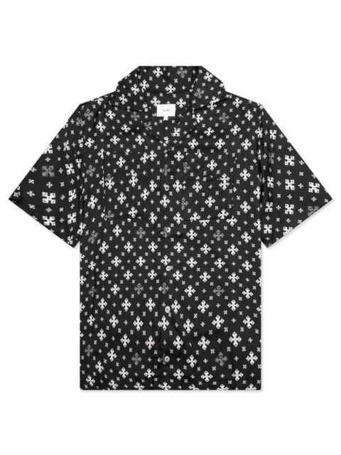 Rhude CROSS BANDANA RAYON SHIRT - BLACK/WHITE
