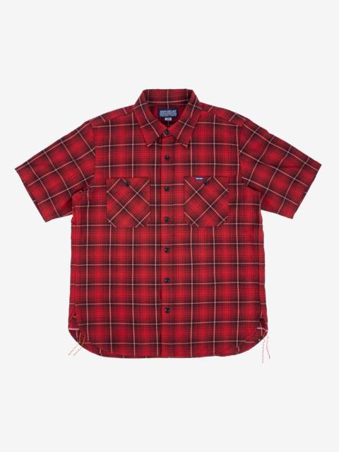 Iron Heart IHSH-392-RED 5oz Selvedge Short Sleeved Work Shirt - Red Vintage Check
