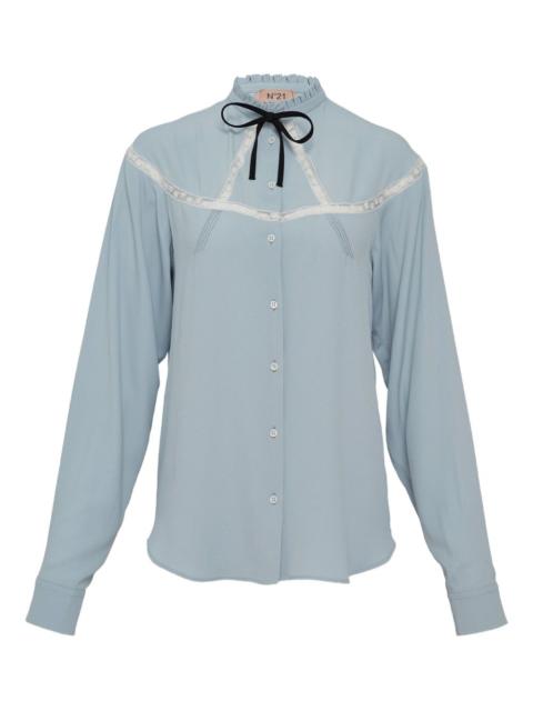 N°21 bow-detail lace-trimmed shirt