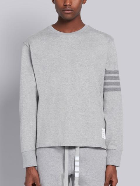 Thom Browne Light Grey Cotton Jersey Long Sleeve Tonal 4-Bar Rugby T-shirt