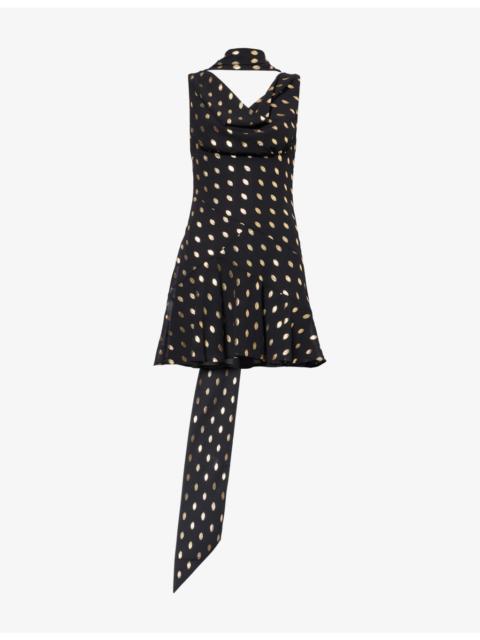 Never Fully Dressed Sophie Cowl-Neck Crepe Mini Dress