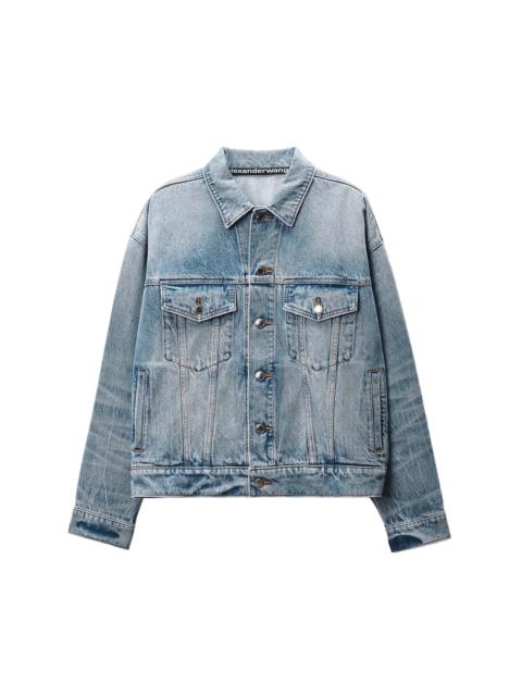 Alexander Wang GAME JACKET W/ LOGO DISTRESSING (AUTHENTIC LIGHT INDIGO)