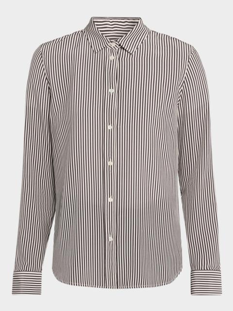 NILI LOTAN Spotted Silk Button-Down Blouse
