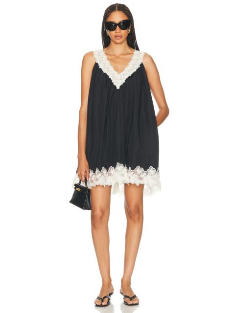 HELSA Mini Dress With Lace in Tech Poplin