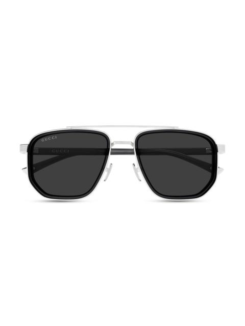 GUCCI Men's Noble Tip 53MM Geometric Pilot Sunglasses - Silver Black