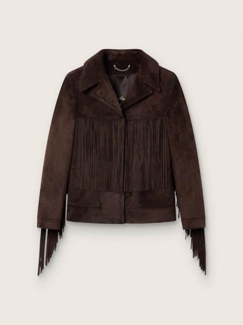 Golden Goose Women's jacket in waxed brown leather with fringing