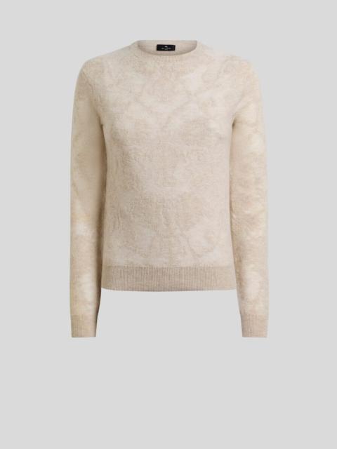 Etro WOOL JACQUARD SWEATER WITH PLACED MOTIF
