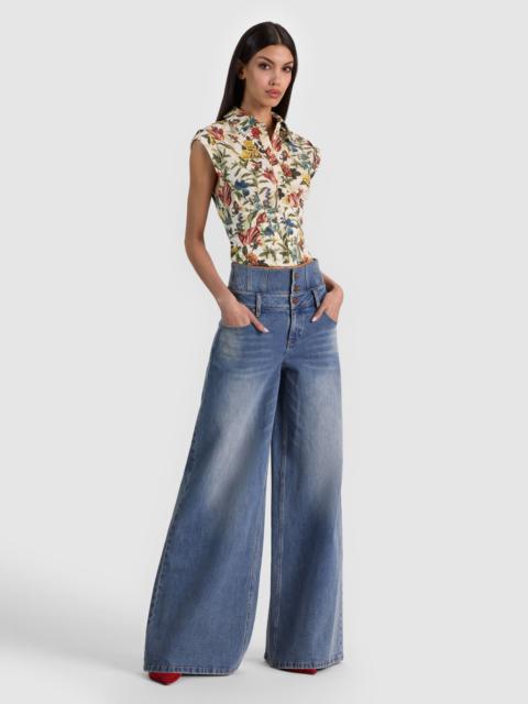 Alice + Olivia KIM CORSET BUTTON DOWN