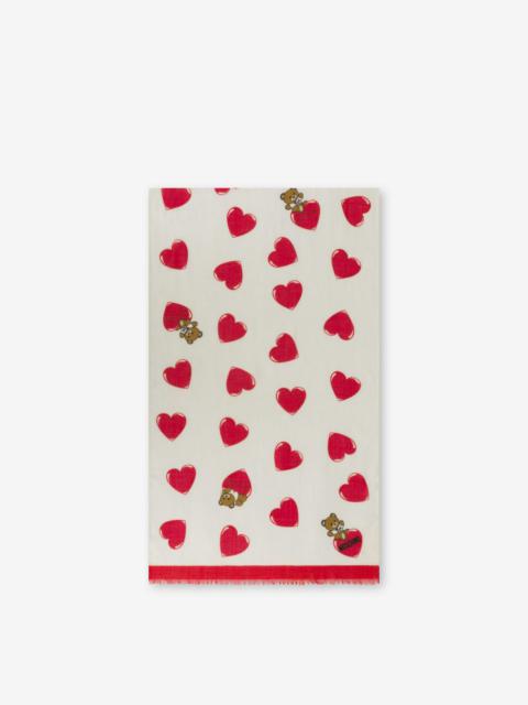 Moschino ALLOVER RED HEARTS WOOL STOLE
