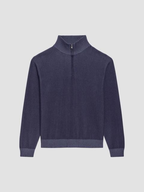 Theory Men's Rib-Knit Quarter-Zip Sweater - Baltic Dusk Blue
