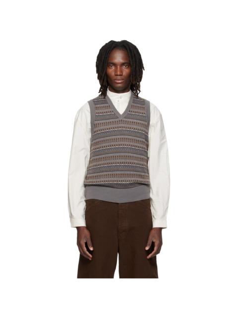 Lemaire Gray V-Neck Jacquard Sweater Vest