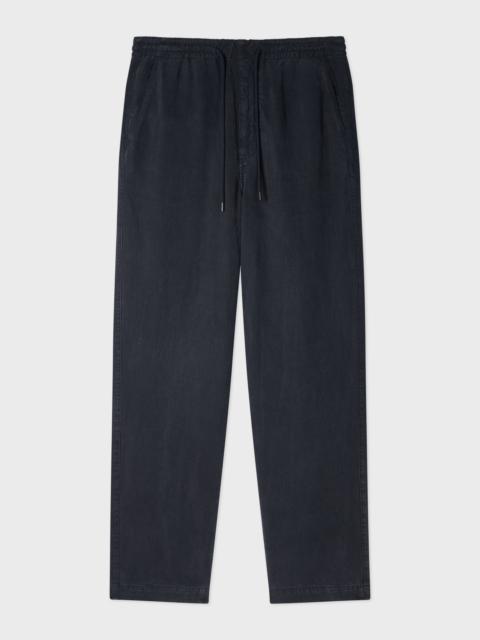 Paul Smith Slate Grey Lyocell-Linen Drawstring Trousers