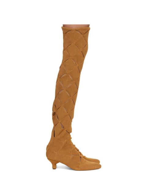 ISA BOULDER SSENSE Exclusive Orange Argyle Tall Boots