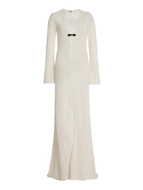 The Garment Exclusive Tanzania Pointelle-Knit Organic Cotton Gown ivory
