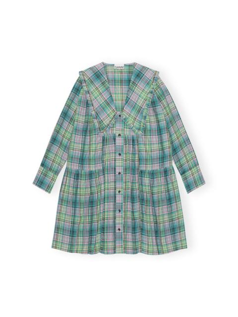 SEERSUCKER CHECK WIDE SHIRT DRESS