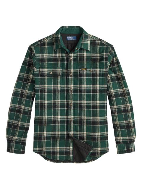 Polo Ralph Lauren Men's Plaid Two-Sided Brushed Flannel Shirt Jacket - Forest Cream Multi