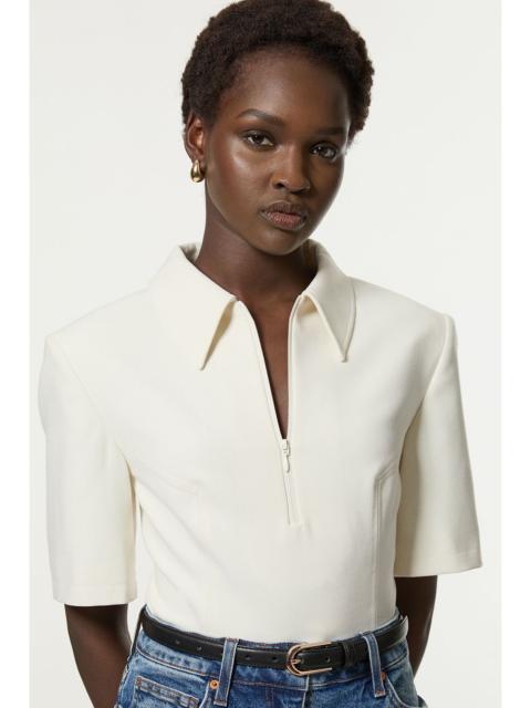 KAREN MILLEN Compact Stretch Essential Tailored Collar Top