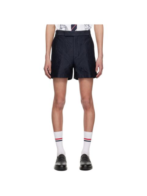 Thom Browne Navy Olympic Matelassé Chino Shorts