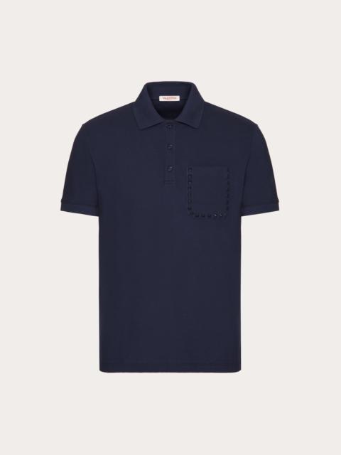 COTTON PIQUÉ POLO SHIRT WITH ROCKSTUD UNTITLED STUDS