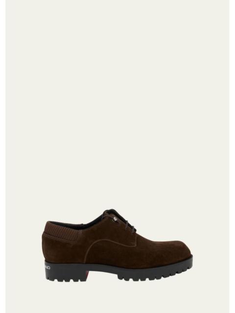 Christian Louboutin Men's Cavafield Leather Lug-Sole Derby Shoes